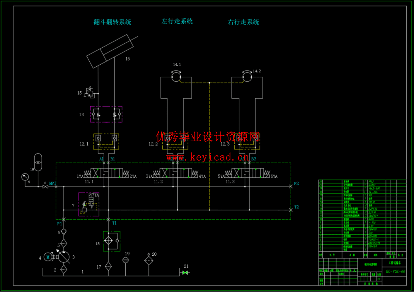工程运输车及液压系统设计（SW+CAD+说明书）