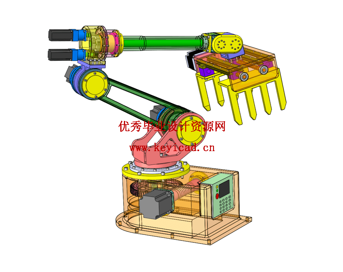 六自由度搬运码垛机械手结构设计及三维建模(CAD+SW+说明书) 六自由度搬运码垛机械手结构设计及三维建模(CAD+SW+说明书)