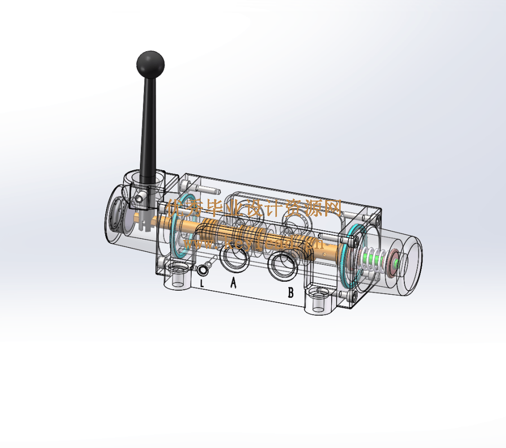 三位四通手动换向阀(CAD+SW+说明书) 三位四通手动换向阀(CAD+SW+说明书)