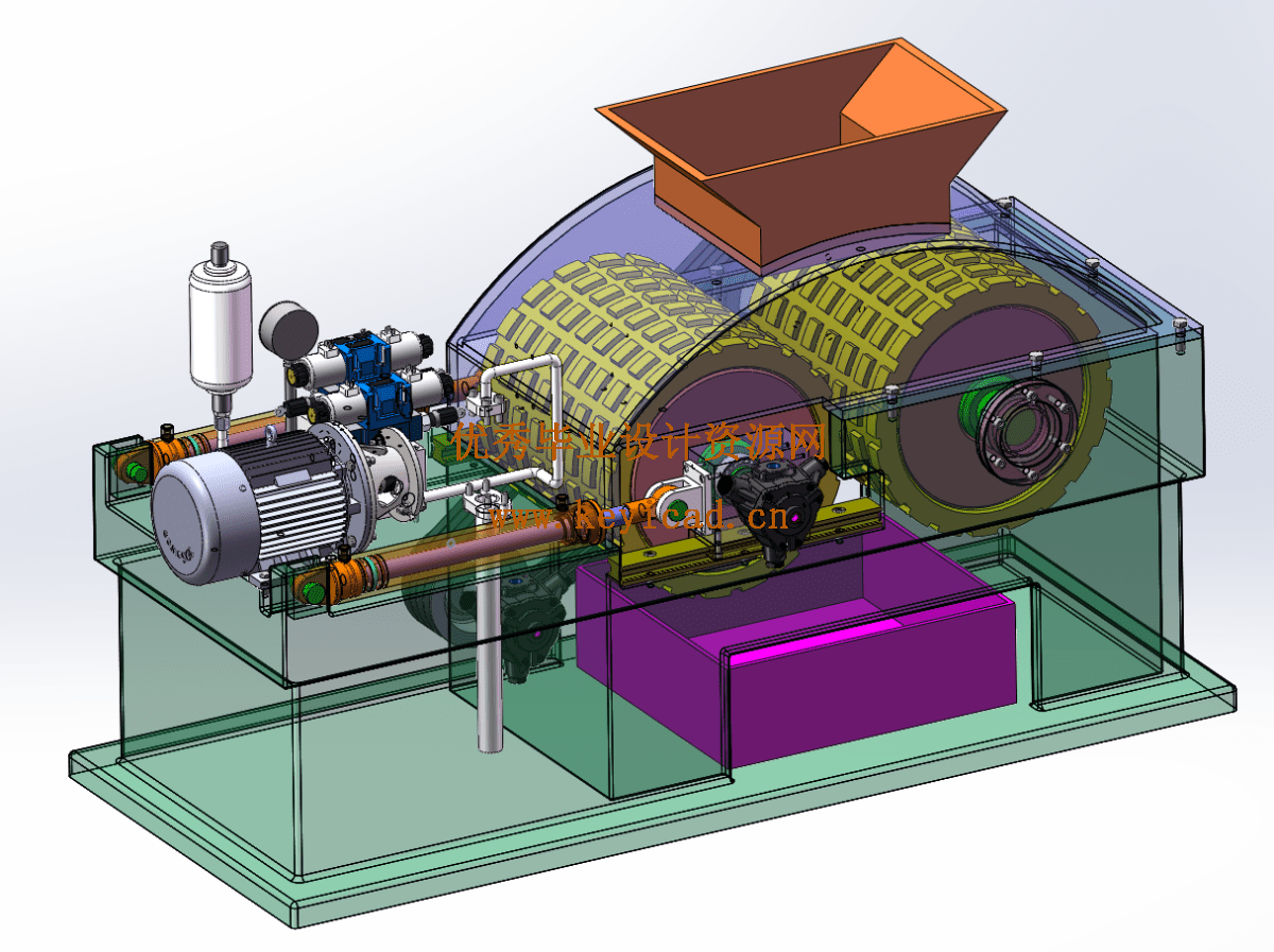 水泥厂液压辊式破碎机(CAD+SW+说明书) 水泥厂液压辊式破碎机(CAD+SW+说明书)
