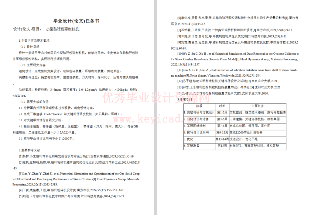 小型秸秆粉碎制粒机设计(SW+CAD+说明书+任务书+开题) 小型秸秆粉碎制粒机设计(SW+CAD+说明书+任务书+开题)