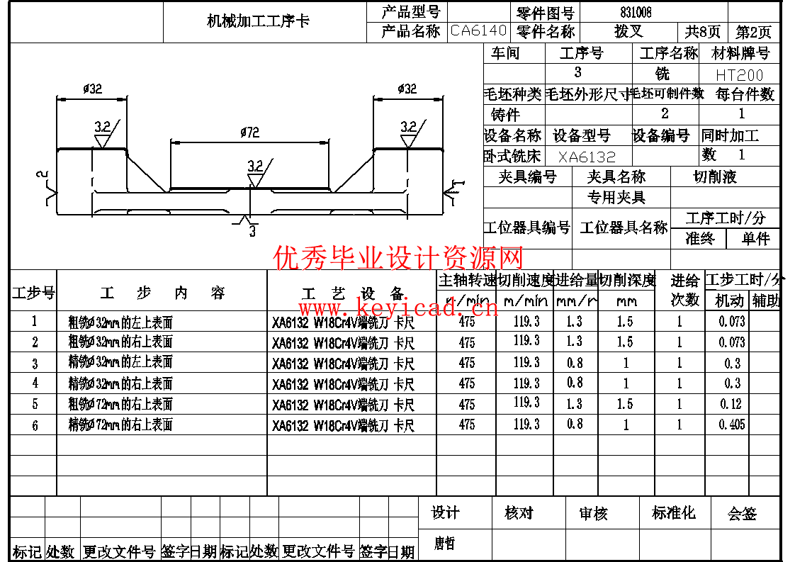 CA6140车床拨叉[831008] 加工工艺及镗Φ50孔的夹具设计（CAD+说明书）