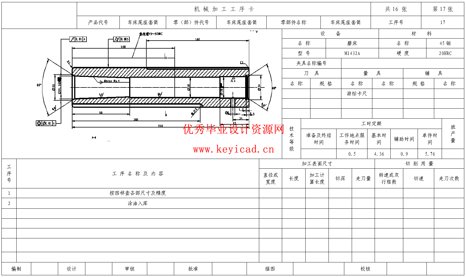 车床尾座套筒的加工工艺规程及铣R2深2mm圆弧槽专用夹具设计(CAD+说明书+任务书)