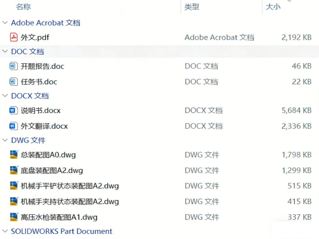 下水道垃圾清理机器人设计（SW+CAD+说明书）