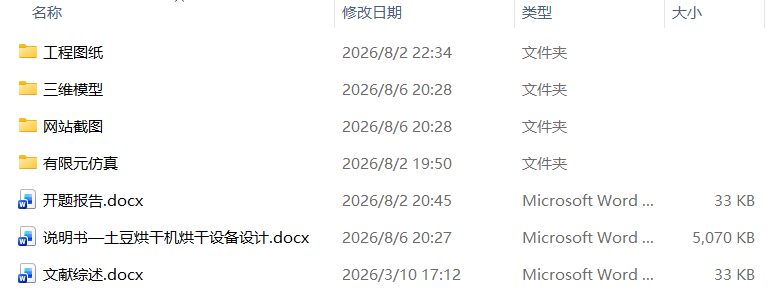 土豆烘干机烘干设备设计(附SolidWorks模型、CAD图纸、开题报告、文献综述、有限元分析) 土豆烘干机烘干设备设计(附SolidWorks模型、CAD图纸、开题报告、文献综述、有限元分析)