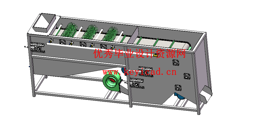螺旋毛刷式蔬菜清洗装置结构设计（附SolidWorks模型、图纸、ANSYS仿真）