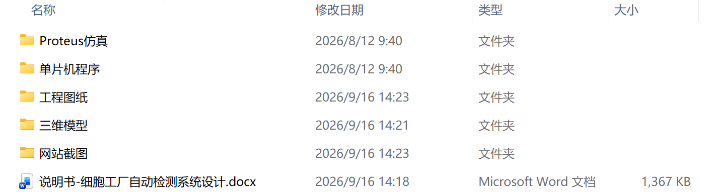 细胞工厂自动检测系统设计(附SolidWorks模型、CAD图纸、单片机程序、Proteus仿真) 细胞工厂自动检测系统设计(附SolidWorks模型、CAD图纸、单片机程序、Proteus仿真)